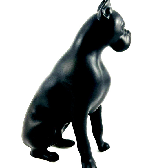 RARE!!  Royal Dux Bohemia Porcelain Boxer Dog Figurine Matte Black Czech ArtDeco - Picture 4 of 7